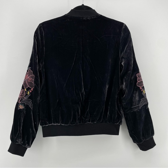 J.O.A. Black Velour Embroidered Zipped Jacket S - Picture 4 of 5